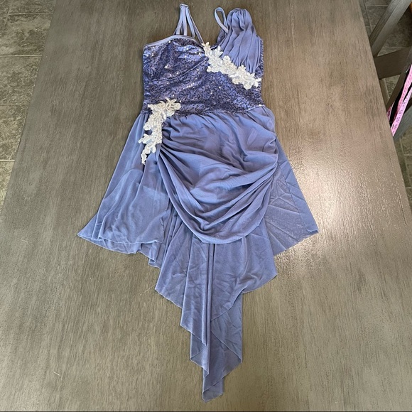 Weissman Dresses & Skirts - Weissman Blue Sequin Ice Skating Costume Leotard One Piece